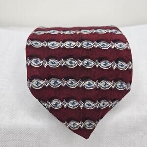 ZYLOS George Machado Burgundy Patterned Mens Classic Style Tie 100% Italian Silk